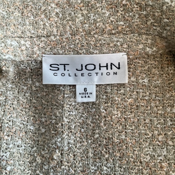 St John Collection Boucle Knit Jacket Beige Textured Blazer Gold Buttons Size 6 - Picture 2 of 2